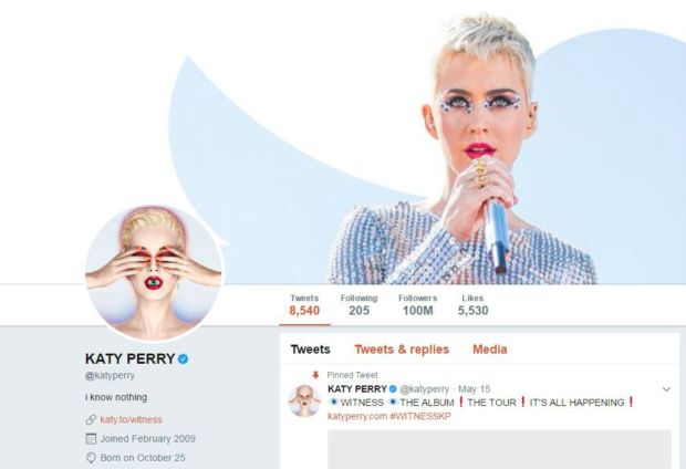 Singer Katy Perry Becomes "The Most Followed Person On Twitter" With 100 Million Followers!